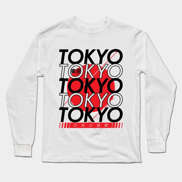Tokyo - Japanese Cities Typography Series Long Sleeve T-Shirt by skinnyrepublic